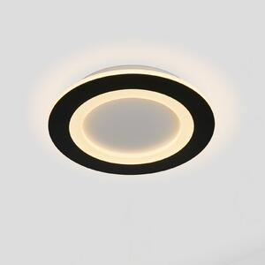 Searchlight Plafonieră LED Ringo, Ø 25 cm, negru/alb, fier/acril, CCT, reglabil, Negru, Camera de zi / sufragerie, Metal, Modern