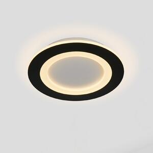 Searchlight Plafonieră LED Ringo, Ø 39 cm, negru/alb, fier/acril, CCT, reglabil, Negru, Camera de zi / sufragerie, Metal, Modern