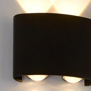 Searchlight Lampă de perete pentru exterior cu LED Shadows, lățime 12 cm, negru, metal, Negru, Aluminiu, Modern, Perete unghiular
