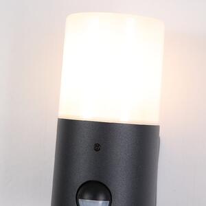 Searchlight Lampă de exterior Cannes, înălțime 17 cm, alb-negru, 1 bec, cu senzor, Negru, Aluminiu, Modern