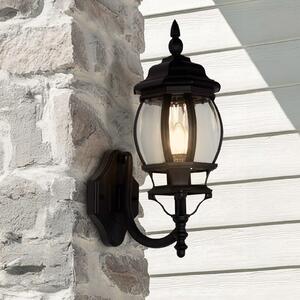 Searchlight Lampă de perete pentru exterior Bel Aire, înălțime 46 cm, negru/transparent,, Negru, Aluminiu, Antichitate, Felinar