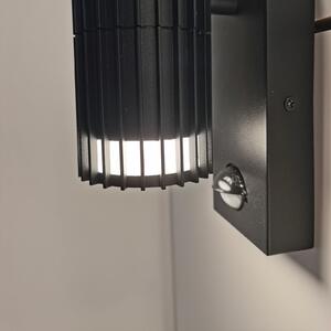 Searchlight Lampă de exterior Detroit, negru, înălțime 22 cm, senzor, 2 becuri, Negru, Aluminiu, Modern