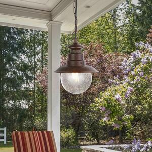 Searchlight Lampă suspendată de exterior Station, maro ruginiu, Ø 22 cm, metal/sticlă, reglabil, Maro / Rugină, Metal, Design industrial