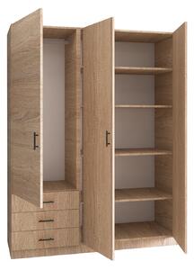 Dulap cu 3 usi si 3 sertare H200 x A52 x L120 cm, Pal 18mm, Culoare Stejar Sonoma