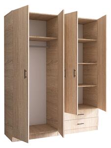 Dulap cu 4 usi si 2 sertare H200 x A52 x L160 cm, Pal 18mm, Culoare Stejar Sonoma
