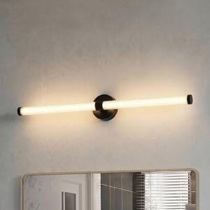 Lucande Aplică LED Melisa, negru, 90 cm, CCT, IP44, Negru, Baie, Sticlă, Modern