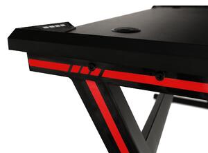 KONDELA Masă de joc / masă pentru computer, cu iluminare LED RGB, negru / roşu, MACKENZIE 120cm