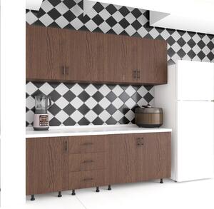 Bucatarie Lora 160cm, Culoare Wenge, PAL 18mm, Blat Termorezistent 2,8 cm Grosime