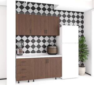 Bucatarie Lora 120cm, Culoare Wenge, PAL 18mm, Blat Termorezistent 2,8 cm Grosime