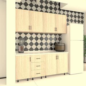 Bucatarie Lora 160cm, Culoare Stejar Sonoma, PAL 18mm, Blat Termorezistent 2,8 cm Grosime