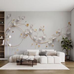 Fototapet Decor floral elegant pe un perete, Fototapet flori 3D, Fototapet populare, w03653 - Tapeko.ro