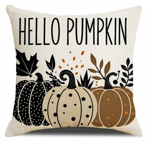 Husa pentru perna HELLO PUMPKIN 45x45 cm, bej