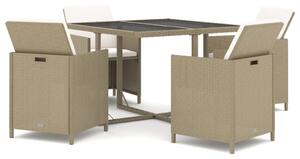 Set mobilier de grădină cu perne, 5 piese, bej, poliratan