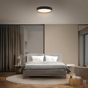 OSRAM Plafonieră LED ORBIS LARIOS, negru/lemn, Ø 49 cm, dimabilă, reglabil, Negru, Camera de zi / sufragerie, Metal, Modern