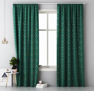 Draperii scandinave culoarea verde smarald cu bandă de încrețire 140 x 280 cm