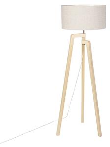 Lampă de podea din lemn de trepied cu umbră de piper 50 cm - Puros