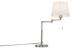 Lampă de masă din oțel cu umbră albă și braț reglabil - Ladas