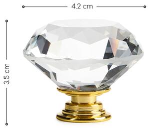 Buton maner mobilier onuvio™, forma diamant, diamond cut luxury, cristal k9, diametru 40mm, baza aliaj zinc aluminiu