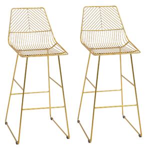 HOMCOM Set 2 scaune inalte, Suport pentru picioare, Scaune design modern cu spatar inalt si suport picioare aurii 53x56x110cm, Auriu