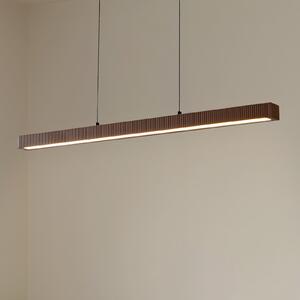 Lucande Lampă suspendată LED Emara, lemn închis, stejar, CCT, reglabil, Lemn, Camera de zi / sufragerie, Lemn, Design