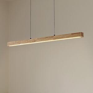 Lucande Lampă suspendată LED Emara, lemn deschis, stejar, CCT, reglabil, Lemn, Camera de zi / sufragerie, Lemn, Design