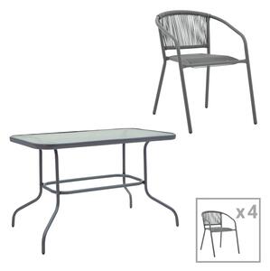 Set dining Valor-Lindaria, Pako World, Metal, Antracit, Ratan, 110x60x70 cm