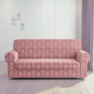 Husa elastica pentru canapea 3 locuri, fara volanas, model Jacquard Roz