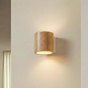 SOLLUX LIGHTING Aplică de perete Ara sub formă cilindru din lemn, reglabil, Lemn, Camera de zi / sufragerie, Lemn, Modern