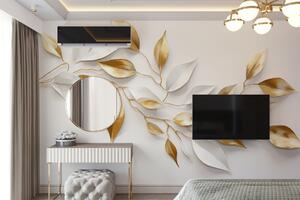 Fototapet Frunze elegante în nuanțe moi, Fototapet 3D, Fototapet populare, w09015 - Tapeko.ro