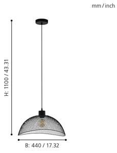 Eglo 43304 - Lustră pe cablu POMPEYA 1xE27/60W/230V