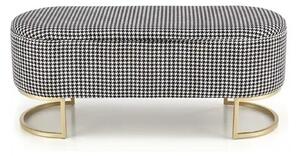 Bancheta HARMONY, negru/alb/auriu, stofa clasica/otel, 105x40x42 cm