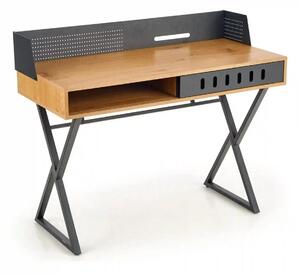Birou B43, stejar/negru, 110x51x90 cm