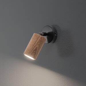Aplică Nise, 1 lumină, oțel negru, lemn