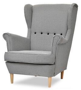 Fotoliu cu urechi Margis (alb negru + nuc). Promo -17%. 1136068