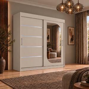 Dressing Alkam 2 usi -argintiu, 180x60x200cm, cu oglinda, Casmir, Pal 18 mm