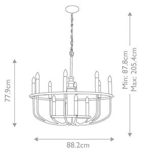 Kichler KL-CAPITOL-HILL12-PNBR candelabru suspendat cu lanț CAPITOL HILL, 12 x E14/40W/230V, finisaj auriu