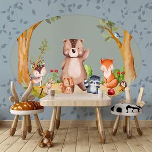 Fototapet Desen animat de animale într-o pădure, Fototapet animale, Fototapet populare, t00048 - Tapeko.ro