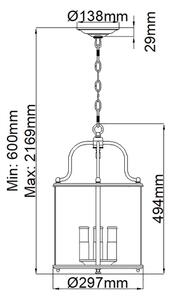 Hinkley HK-GENTRY-P-M-PW - Lustru suspendat pe lanț GENTRY, 4xE14/60W/230V, crom mat