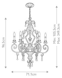 Quoizel QZ-MARQUETTE6-A - Candelabru suspendat pe lanț MARQUETTE 6xE14/60W/230V bronz