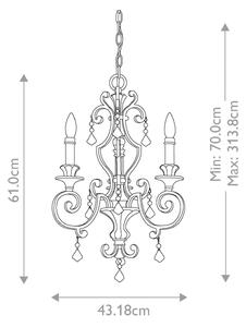 Quoizel QZ-MARQUETTE3 - Candelabru suspendat cu lanț MARQUETTE, 3xE14/60W/230V, finisaj bronz