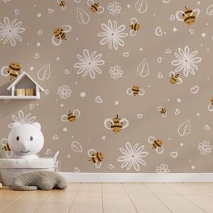 Fototapet Model de albine și flori, Fototapet flori, Fototapet populare, t00030 - Tapeko.ro