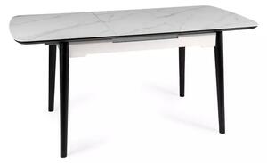 Masa extensibila APOLLO, alb mat/negru, metal, 120-160x80x76 cm