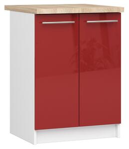 Dulap inferior de bucătărie Ozara S60 2D (alb + roșu lucios). Promo -20%. 1071112