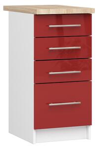 Dulap inferior de bucătărie Ozara S40 SZ4 (alb + roșu lucios). Promo -15%. 1071104