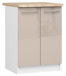Dulap inferior de bucătărie Ozara S60 2D (alb + cappuccino lucios). Promo -17%. 1071110