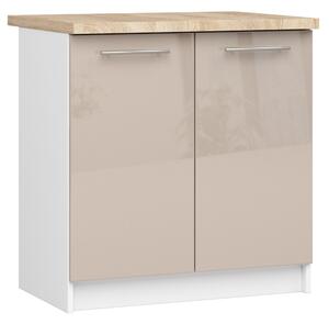Dulap inferior de bucătărie Ozara S80 2D (alb + cappuccino lucios). Promo -18%. 1071122