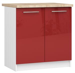 Dulap inferior de bucătărie Ozara S80 2D (alb + roșu lucios). Promo -21%. 1071124