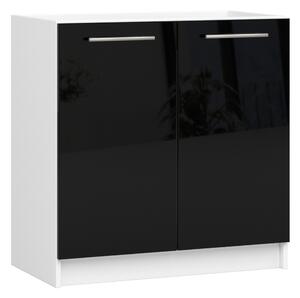 Dulap inferior de bucătărie Ozara 80 (alb + negru lucios). Promo -19%. 1071137