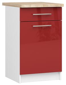 Dulap inferior de bucătărie Ozara S50 SZ6 (alb + roșu lucios). Promo -17%. 1071145