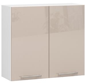 Dulap superior de bucătărie Ozara W80 H720 (alb + cappuccino lucios). Promo -14%. 1071203